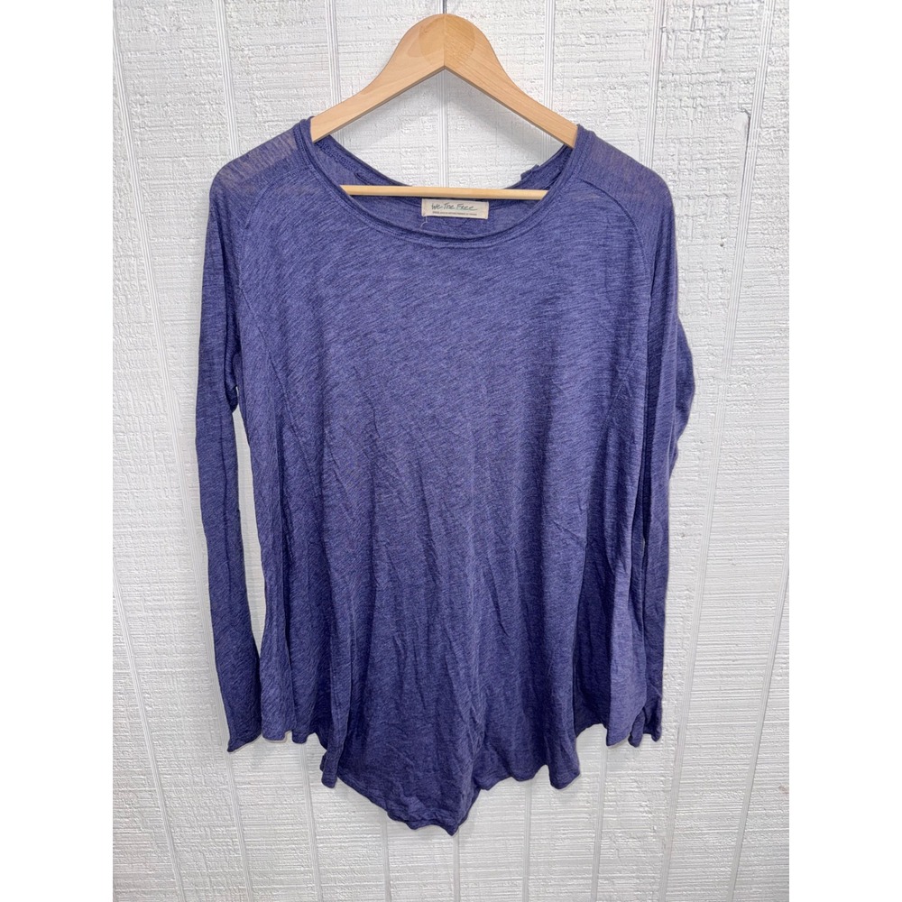 We The Free Long Sleeve Top Women Purple Slub Knit Relaxed Fit Small